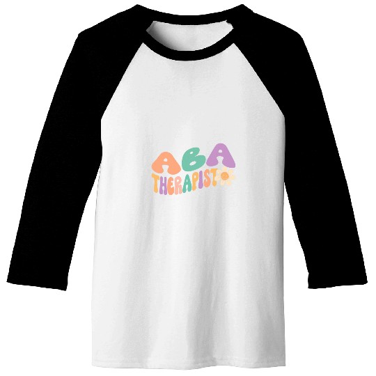Groovy Retro ABA Therapist Cute Daisy Flower Baseball Tees