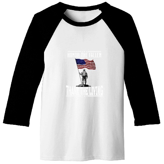 Honor The Fallen Thank The Living Memorial Day American Flag 1 Baseball Tees