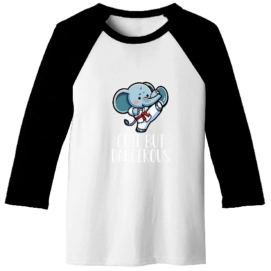 Cute but Dangerous Karate Taekwondo Elephant Karate Girl Baseball Tees