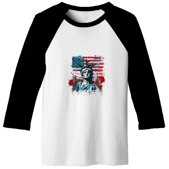 Liberty Shir 4th July Patriotic American Flag USA Baseball Tees