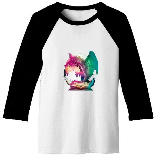 fantasy Bookworm Book Dragon Reader Library Baseball Tees