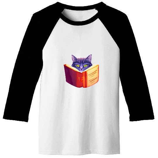 Cat Reads Book Maine Coon Cat Holder Persian Cat Baseball Tees