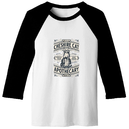 Cheshire Cat Alice in Wonderland vintages Book Design Baseball Tees