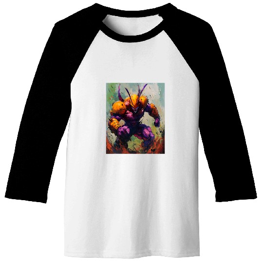Human Beetle Warrior Man Fighting In Armor Action Style Art 5 Baseball Tees