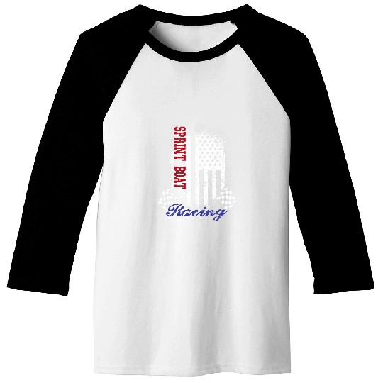 American Flag Sprint Boat Racing Race Flag Design Baseball Tees