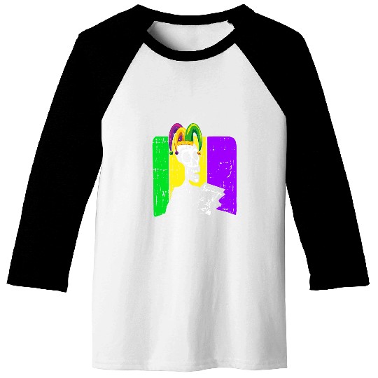 Jester Skeletons Reading Book Mardi Gras Reader Bookaholic Baseball Tees