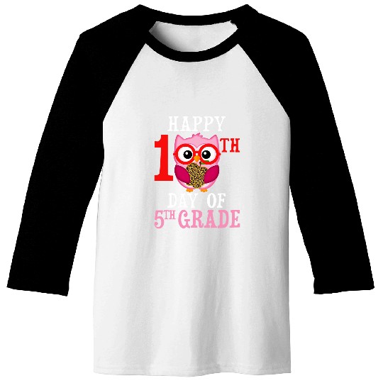Happy 100th Day Of 5th Grade Owl Cute Teacher Student Girls Baseball Tees