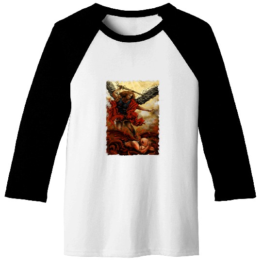 Archangel Michael Painting Artwork Bible Prayer Baseball Tees