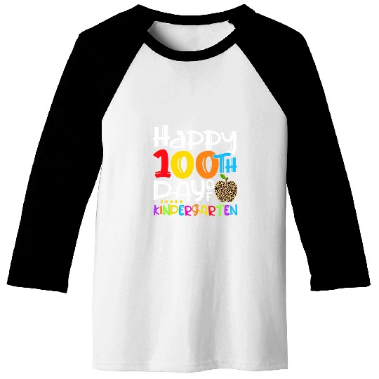Happy 100th Day Of Kindergarten Teacher Student Leopard Baseball Tees