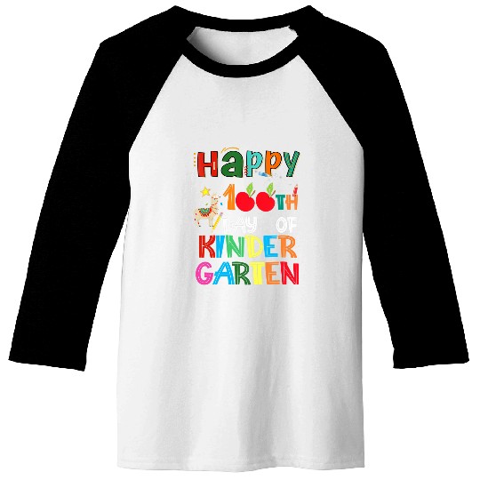 Happy 100th Day of Kindergarten Teacher or Student 16 Baseball Tees