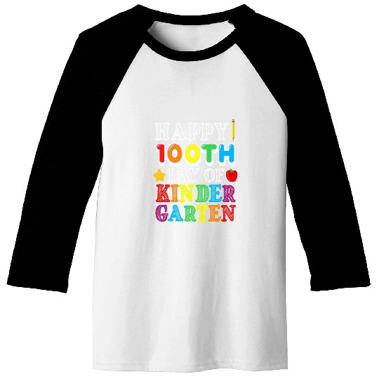 Happy 100th Day of Kindergarten Teacher Student Boy Girl Baseball Tees