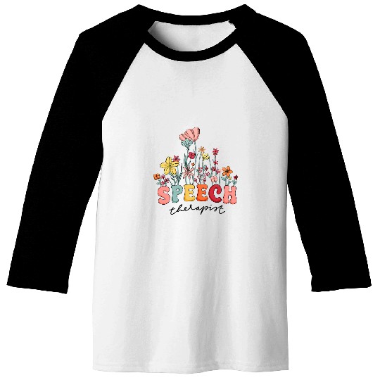 Speech Therapy Speech Language Pathologist Therapist Floral Baseball Tees