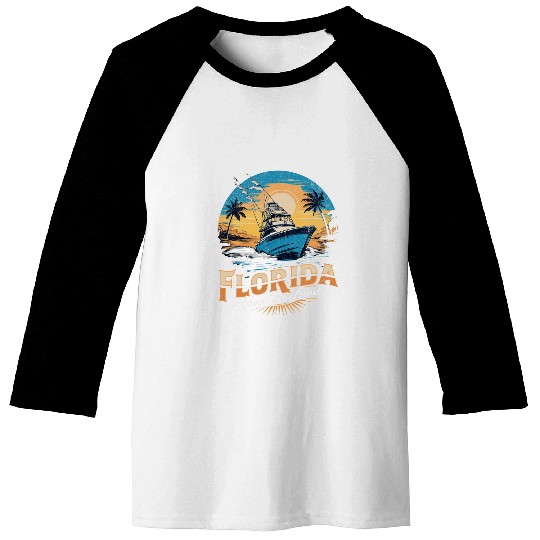 Florida Adventure Awaits Fishing Boat Fishing Charter Baseball Tees