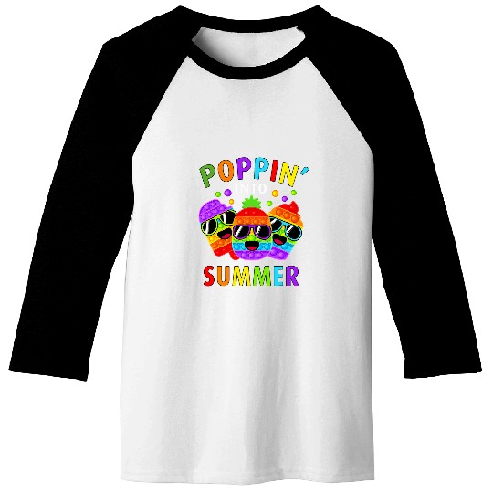 Poppin Into Summer Cream Last Day Of School Teacher Student Baseball Tees