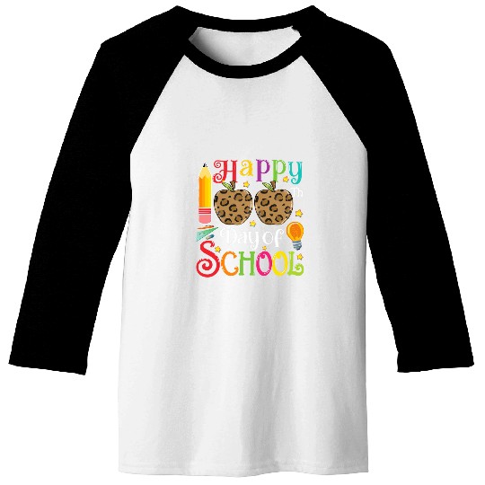Happy 100th Day Of School Leopard Print Gift Teacher Student 1 Baseball Tees
