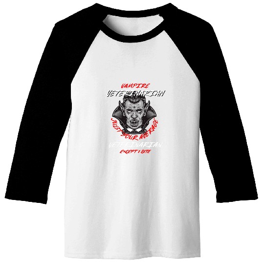 Vampire Veterinarian Halloween Vet Tech Scary Veterinary 2 Baseball Tees