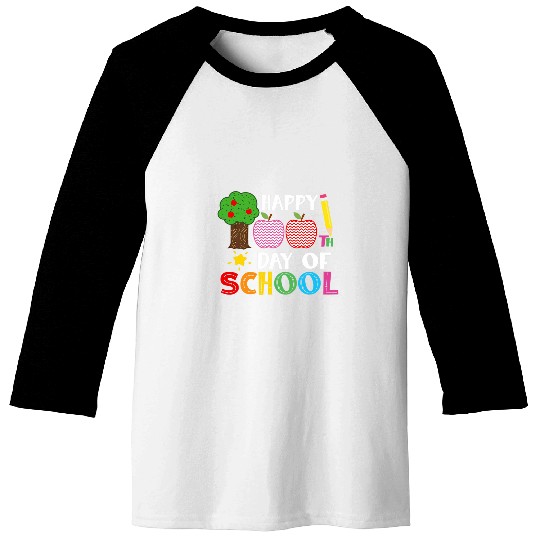 Happy 100th Day of School Kindergarten Teacher Student Gifts 2 Baseball Tees