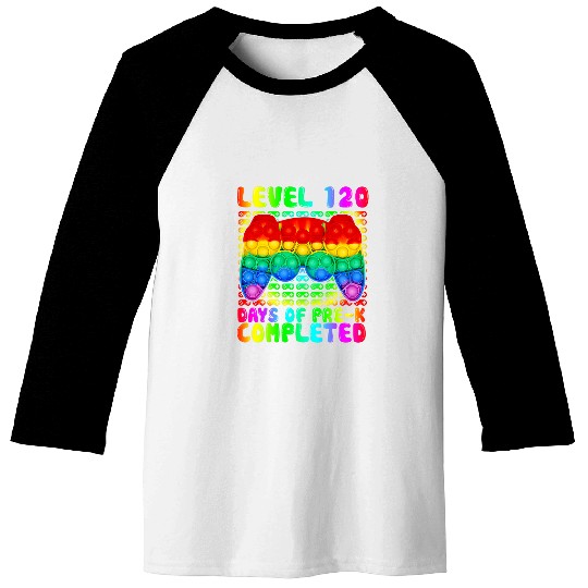 level 120 days of prek completed video game pop it school Baseball Tees