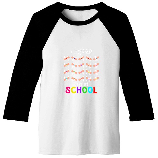 I Survived 100 Days Of School Teacher Band Aid 1 Baseball Tees