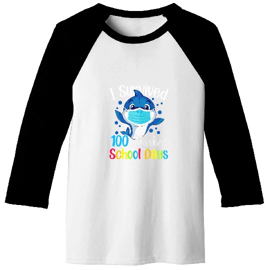 I Survived 100 Masked School Days Teacher Student Gift 5 Baseball Tees