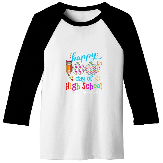 Happy 100th Day of School Kindergarten Teacher or Student 7 Baseball Tees