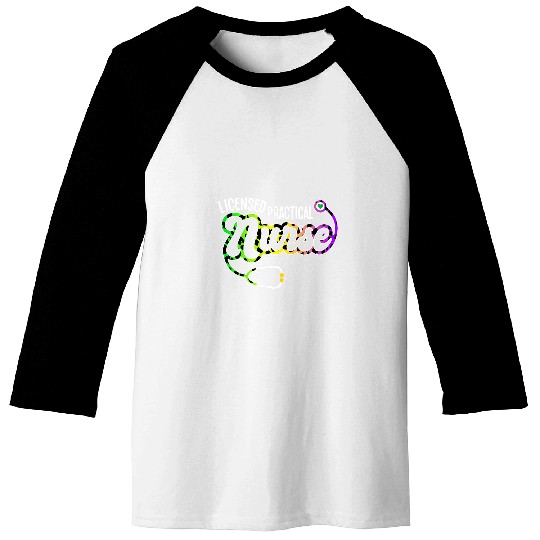 Licensed Practical nurses Mardi Gras Stethoscope Leopard LPN Baseball Tees