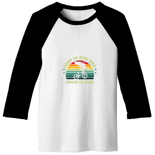 Bmx biker forcesd to work retro art female version Baseball Tees