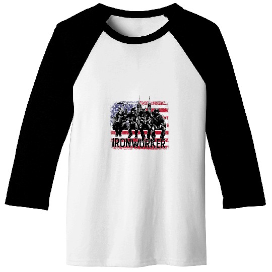 skull Ironworkers Skyscraper iron american worker welder USA Baseball Tees