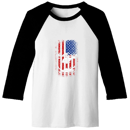 Usa American Flag Helicopter 4th Of July Baseball Tees