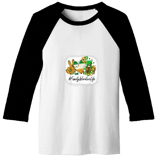 Family Worker Peace Love St Patricks Day Women Gnome Baseball Tees
