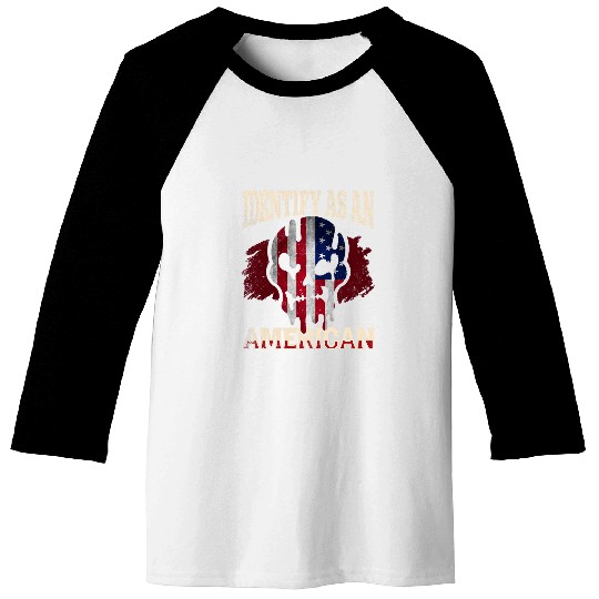 I Identify as an American No Identity Politics USA Flag Baseball Tees