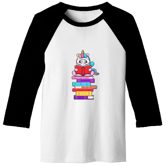Funny reading Unicorns books book bookworm reading Baseball Tees
