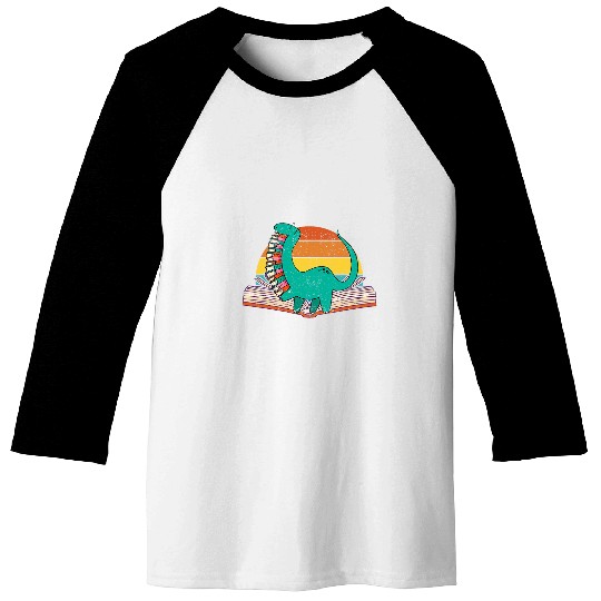 Dino Books Reading Bookworm Dinosaur Book Lover Librarian Baseball Tees
