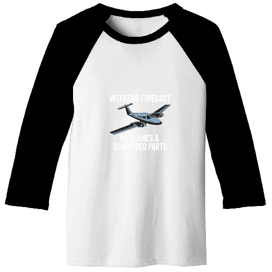 RC Pilot Lover Weekend Forecast RC Planes Scattered Parts Baseball Tees