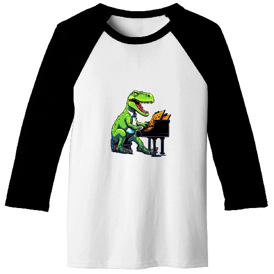 Piano Player TRexs Music Keyboard Pianist for Men Women Baseball Tees