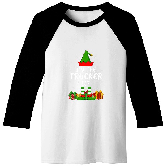 xmass Family Matching Funny Im The Trucker Elf Christmas Baseball Tees