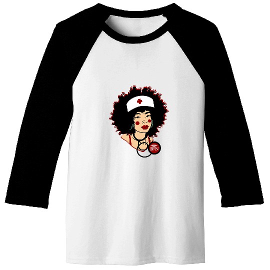 Melanated Black African American Afro Latina nurses Novelty Baseball Tees