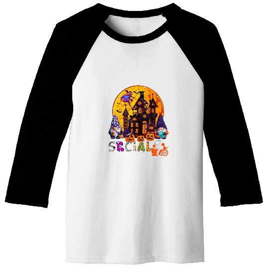 Social Worker Halloween Gnomes As Witch Carved Pumpkins Baseball Tees