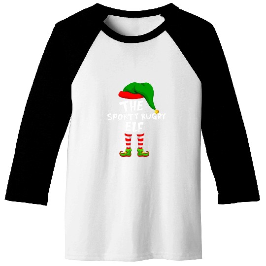 Funny Matching Family Christmas The Sporty Rugby Elf Baseball Tees