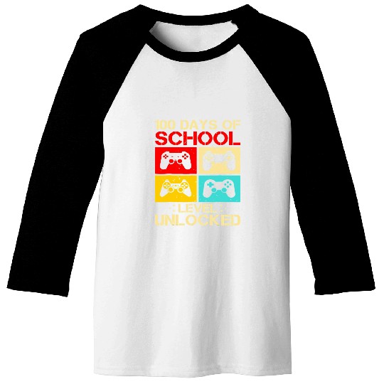video gamer student 100th day teacher 100 days of school Baseball Tees
