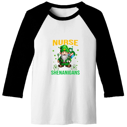 nursess love shenanigans gnome stethoscope st patricks day Baseball Tees