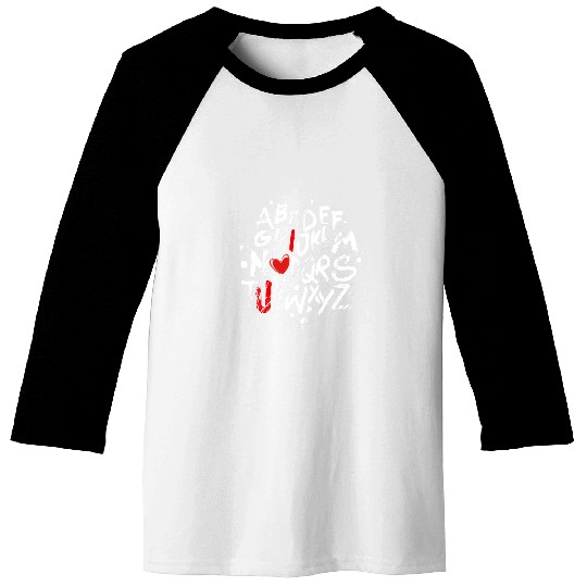 I Love You ABC Alphabet English Teacher Funny Valentines Day Baseball Tees
