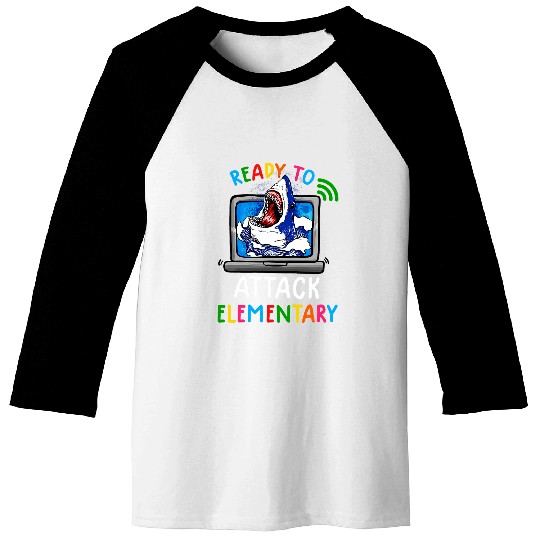 Ready To Attack Virtual Elementary Shark Back To School Baseball Tees