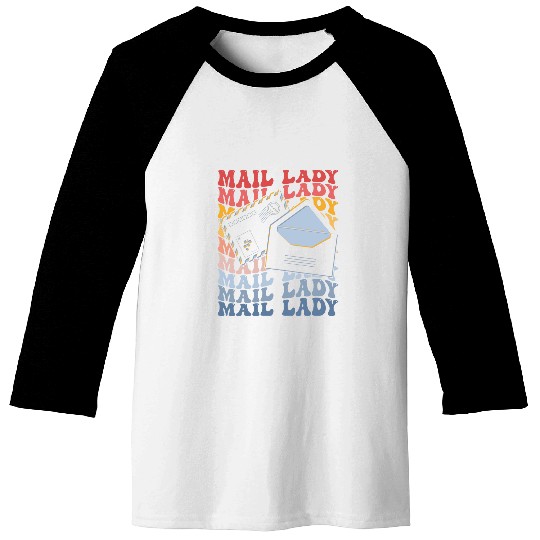 Mail Lady Groovy Postal Service Mail Lady Postman Worker Baseball Tees