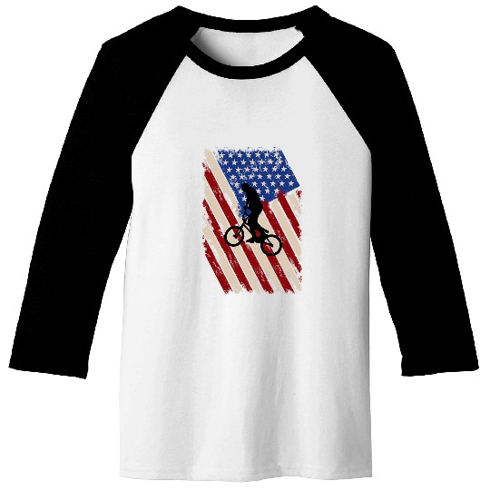 BmxBike Extreme Sport American Flag 4th of July Baseball Tees
