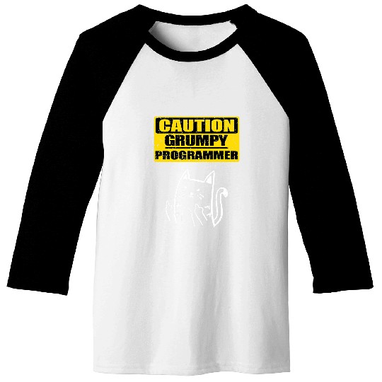 Working Caution Grumpy Programmer Colleague Sarcastic Cat Baseball Tees