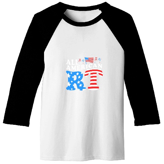 Memorial Day All American Respiratory Therapist Scrub Top Baseball Tees
