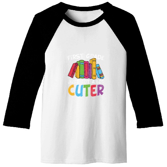 Cute First 1st Grade Kids Teacher Team Back To School Book Baseball Tees