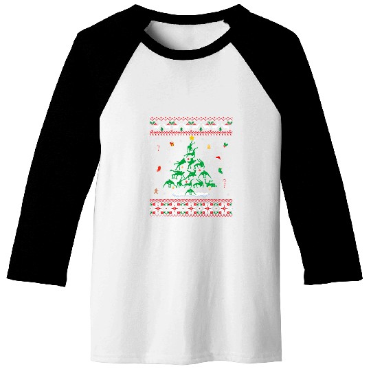 Wrestling Christmas Tree Wrestling xmass Gift Ugly Baseball Tees