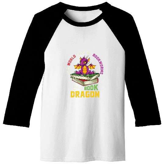 Cute Animal Bookworm Book Reading Fantasy Book Dragon Baseball Tees